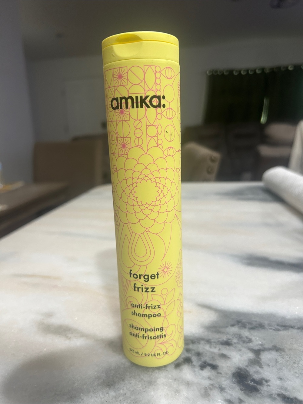 amika Forget Frizz Anti-Frizz Shampoo — Yellow with Pink Accents